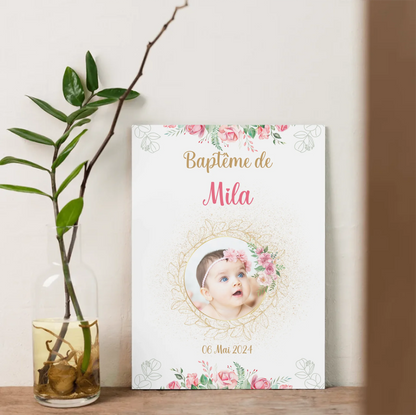 Affiche personnalisée Baptême ou Anniversaire arbre à empreintes baptêPlume Revedor