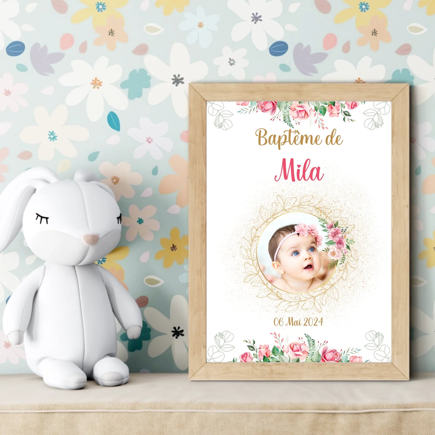 Affiche personnalisée Baptême ou Anniversaire arbre à empreintes baptêPlume Revedor