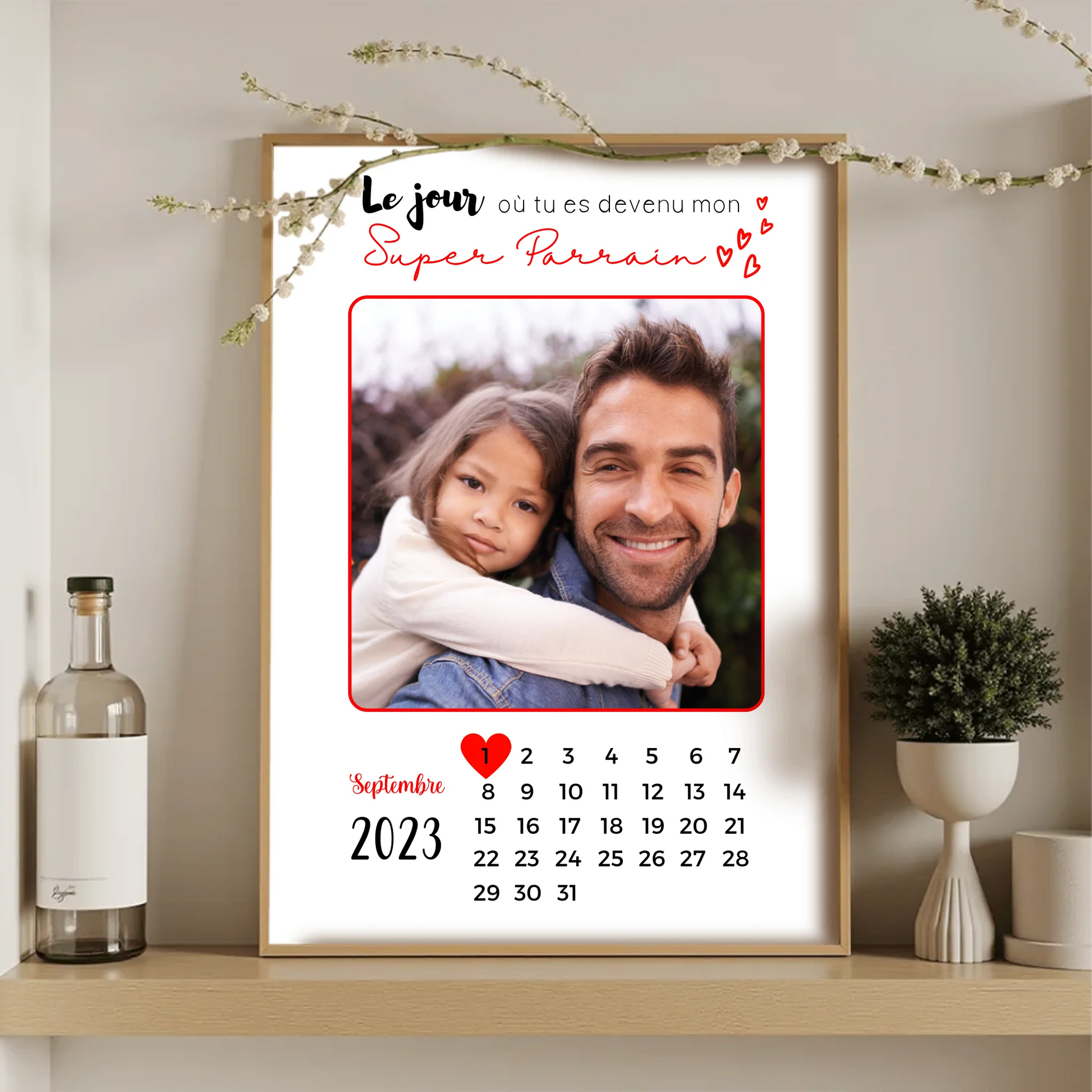 Affiche personnalisée - Parrain ou Marraine Calendrier avec photo - CaPlume Revedor