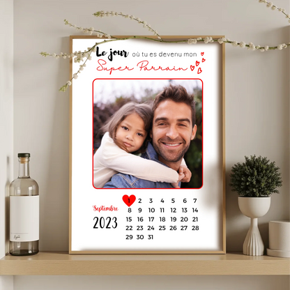 Affiche personnalisée - Parrain ou Marraine Calendrier avec photo - CaPlume Revedor