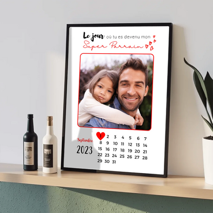 Affiche personnalisée - Parrain ou Marraine Calendrier avec photo - CaPlume Revedor