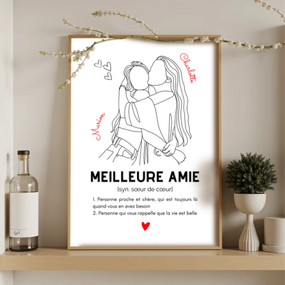 Affiche Meilleure Amie personnalisée - DéfinitionPlume Revedor