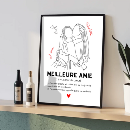 Affiche Meilleure Amie personnalisée - DéfinitionPlume Revedor