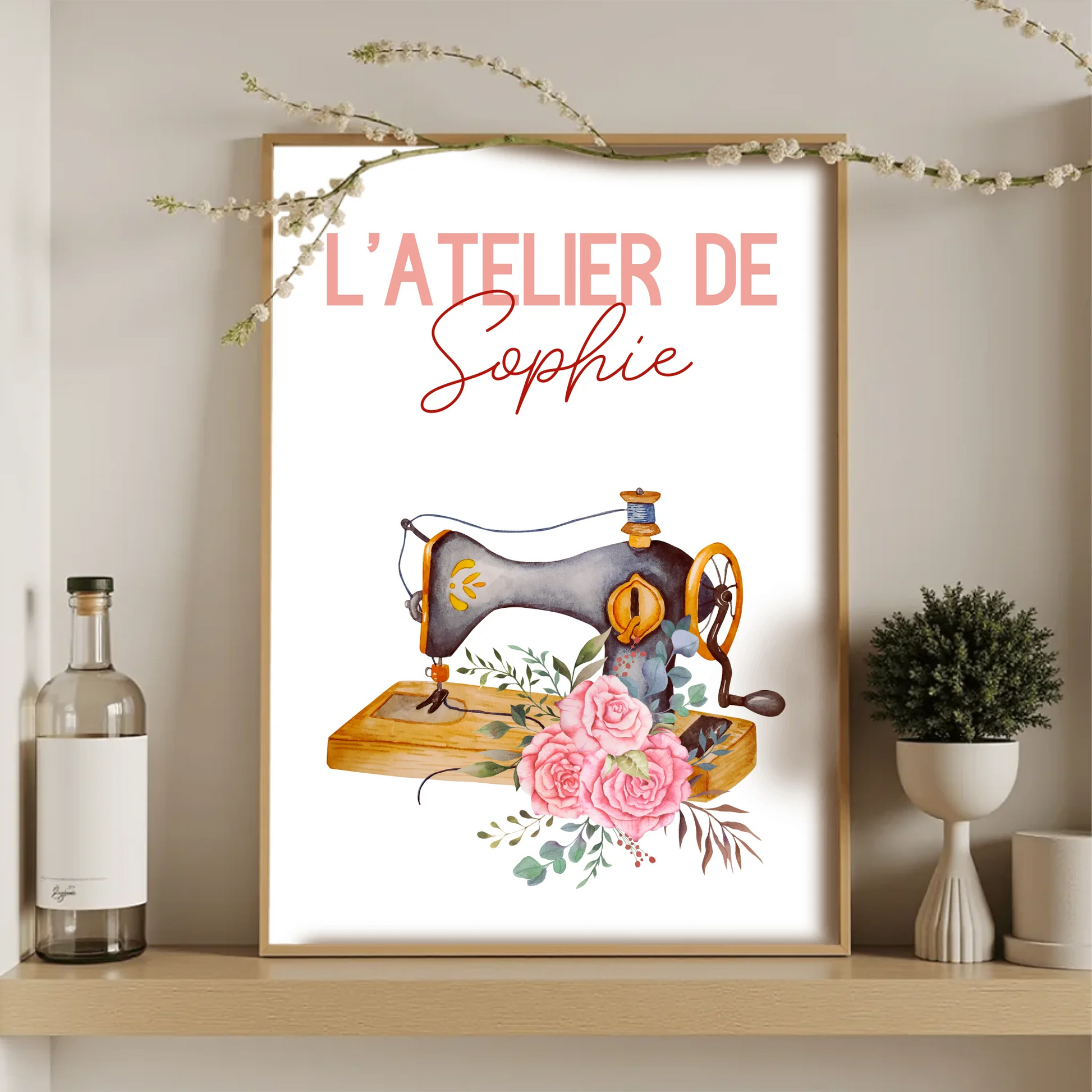 Affiche personnalisée - Couture Machine à coudre - Atelier de couturePlume Revedor