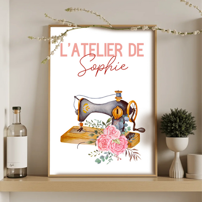 Affiche personnalisée - Couture Machine à coudre - Atelier de couturePlume Revedor
