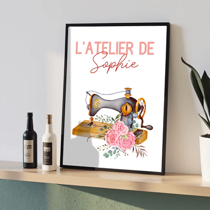 Affiche personnalisée - Couture Machine à coudre - Atelier de couturePlume Revedor