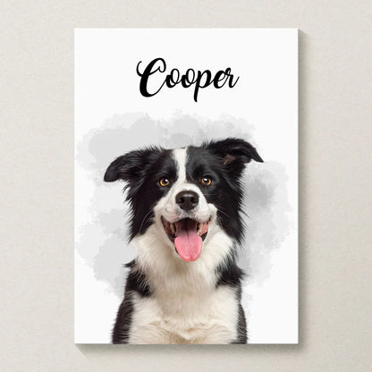 Affiche personnalisée portrait chien aquarelle – style minimalistePlume Revedor