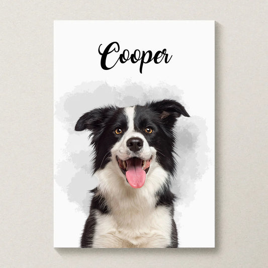 Affiche personnalisée portrait chien aquarelle – style minimalistePlume Revedor