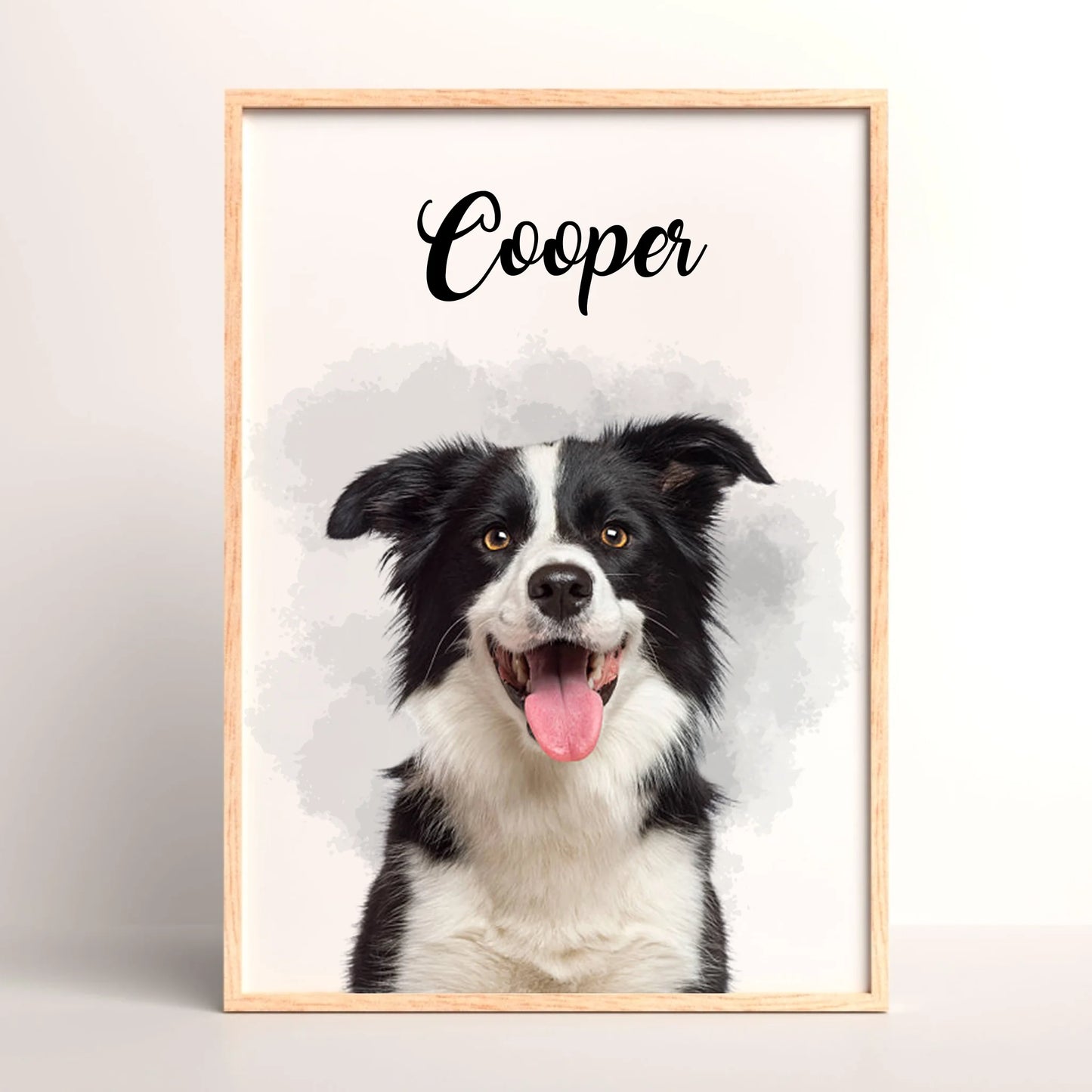 Affiche personnalisée portrait chien aquarelle – style minimalistePlume Revedor