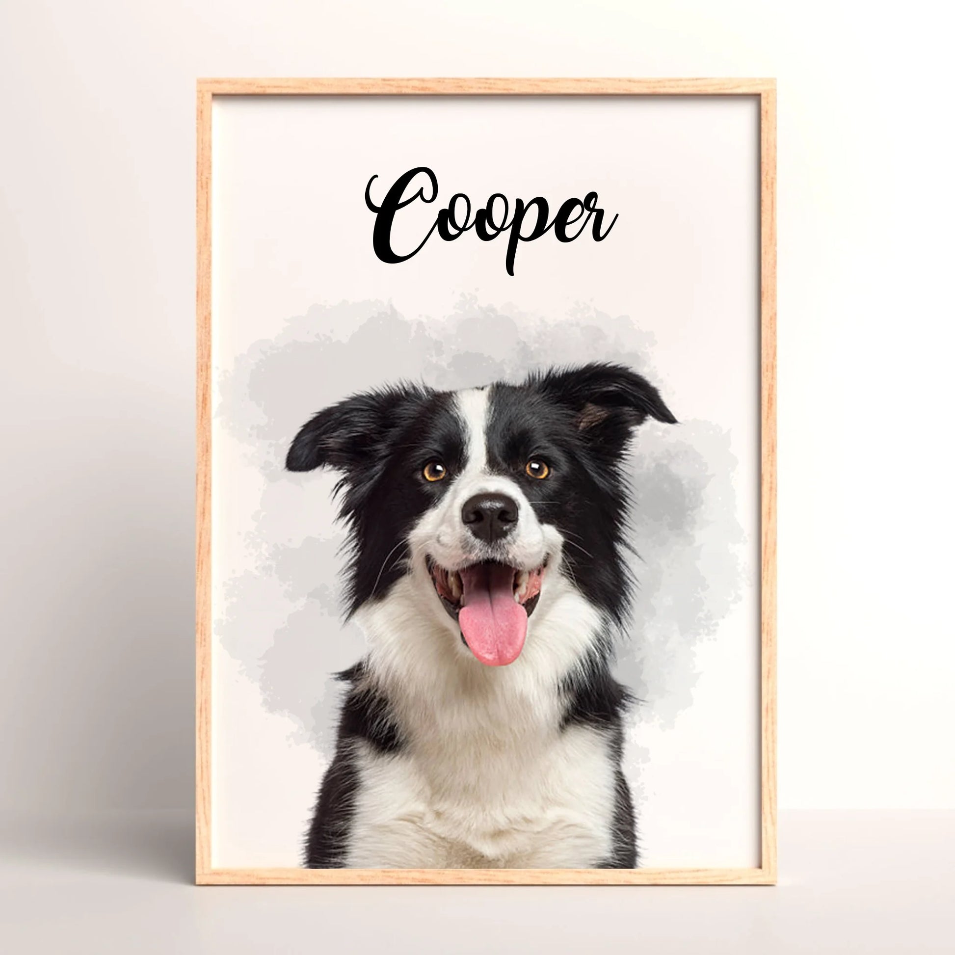 Affiche personnalisée portrait chien aquarelle – style minimalistePlume Revedor