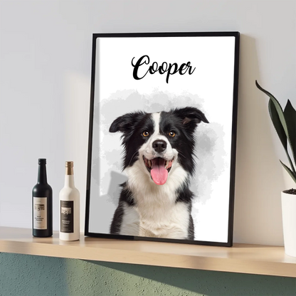 Affiche personnalisée portrait chien aquarelle – style minimalistePlume Revedor