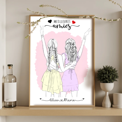 Affiche personnalisée Meilleures Amies ContourPlume Revedor