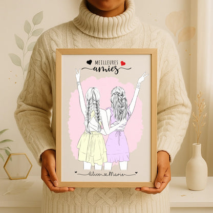 Affiche personnalisée Meilleures Amies ContourPlume Revedor