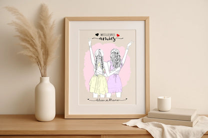 Affiche personnalisée Meilleures Amies ContourPlume Revedor