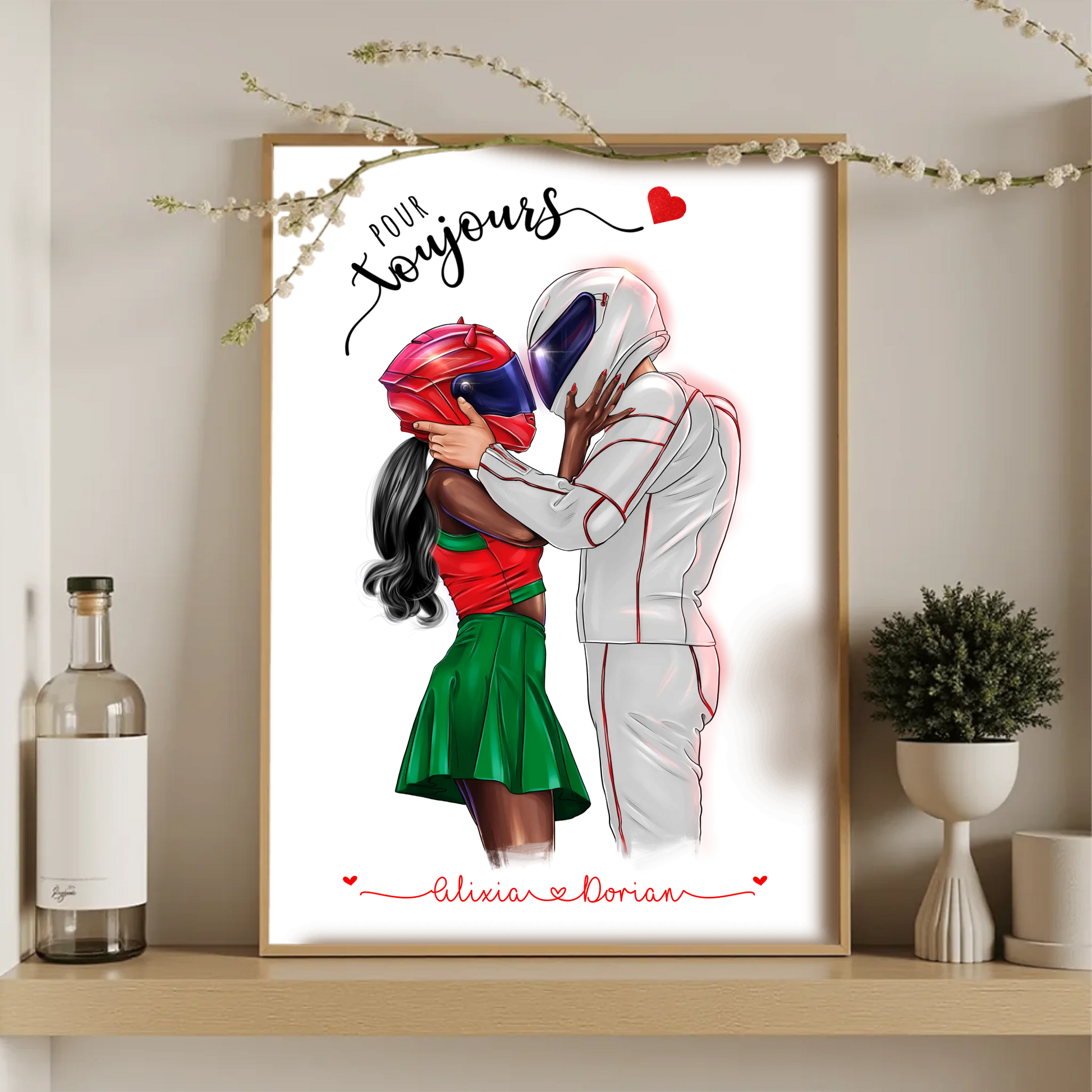 Affiche Personnalisée Couple de MotardsPlume Revedor