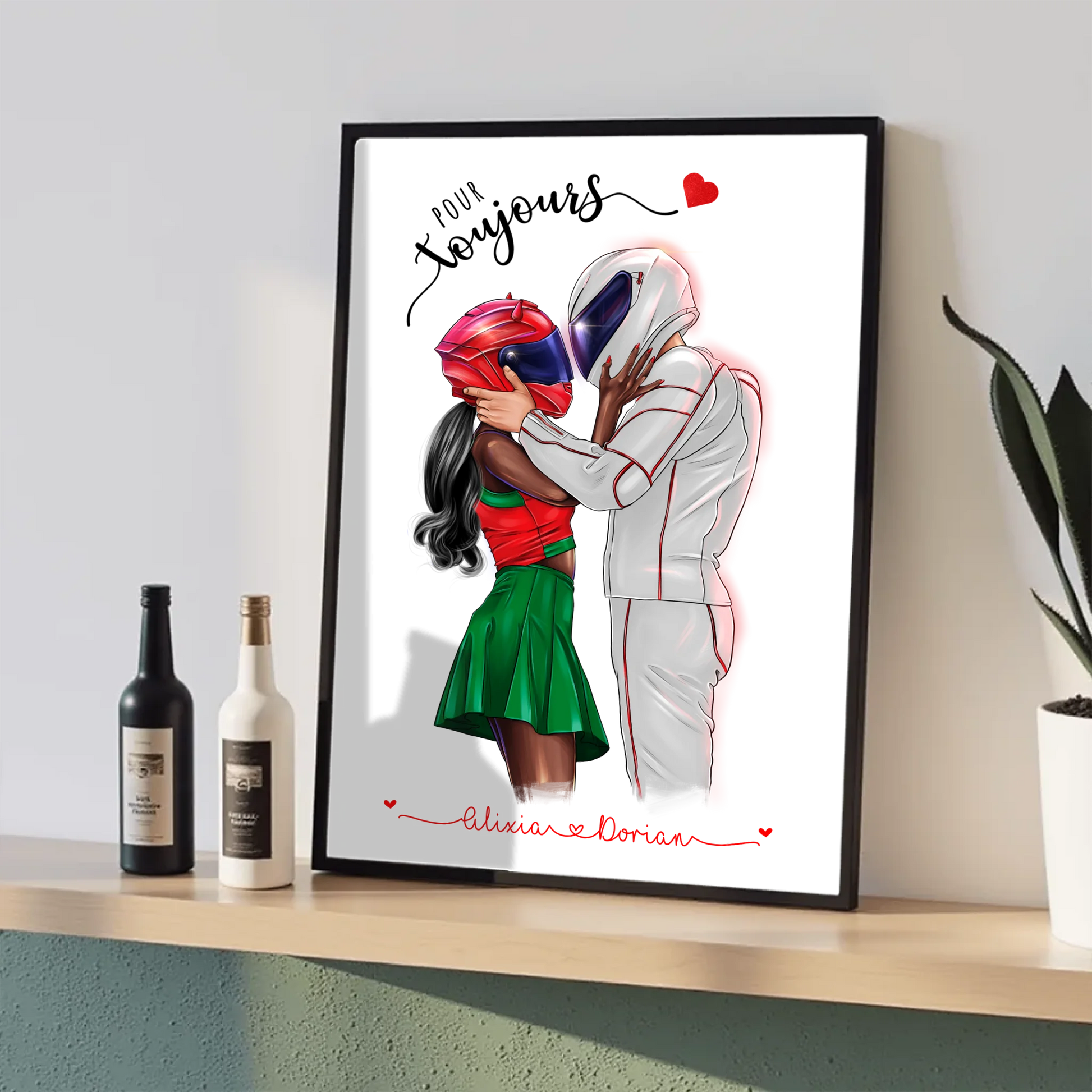 Affiche Personnalisée Couple de MotardsPlume Revedor