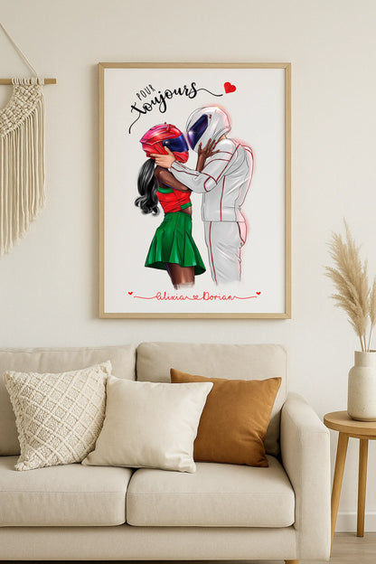 Affiche Personnalisée Couple de MotardsPlume Revedor