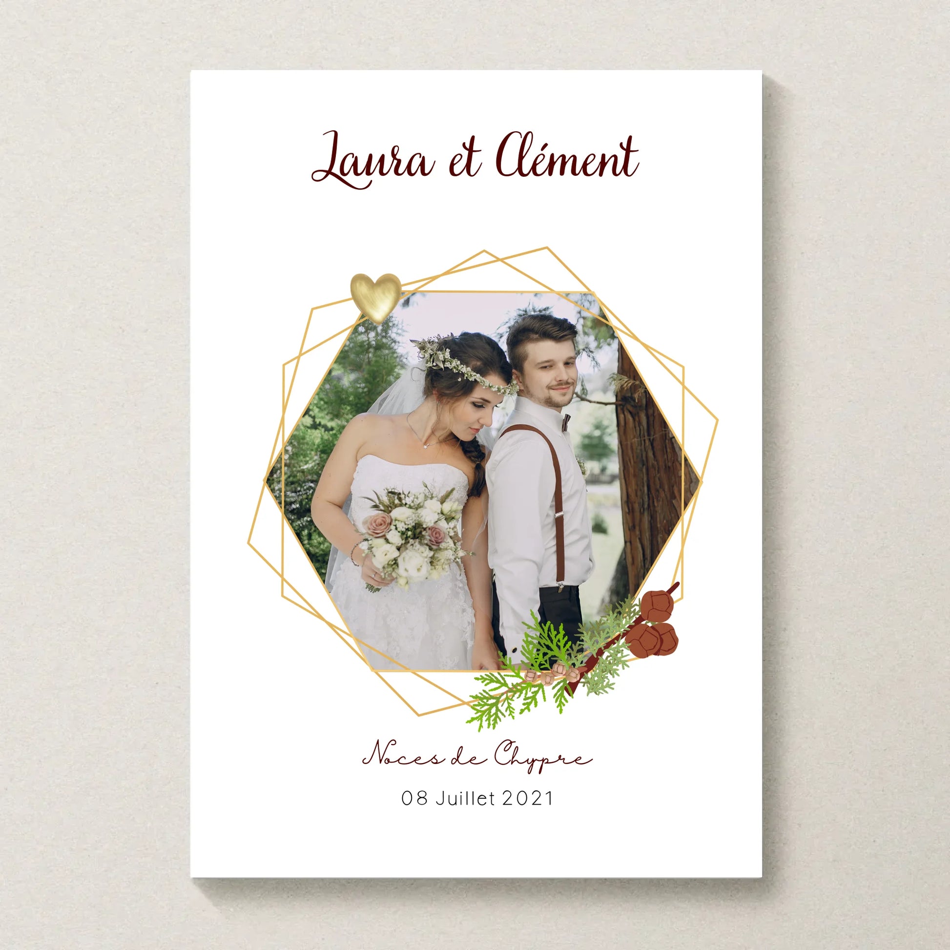 Affiche Personnalisée - Noces de Chypre - Cadeau anniversaire de Mariage