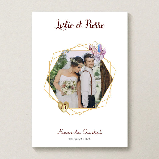Affiche Personnalisée Noces de Cristal - Cadeau Unique 15 ans de Mariage
