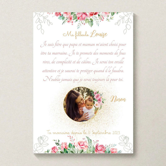 Affiche Personnalisée - Filleul(e) avec Texte et photo - Cadeau filleule personnalisé 