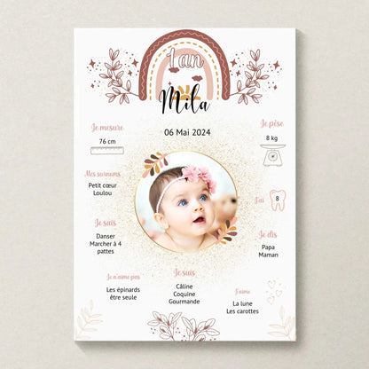 Affiche personnalisée Baptême ou Anniversaire "Arc en ciel"