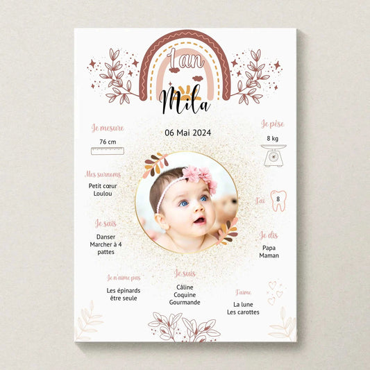 Affiche personnalisée Baptême ou Anniversaire "Arc en ciel"