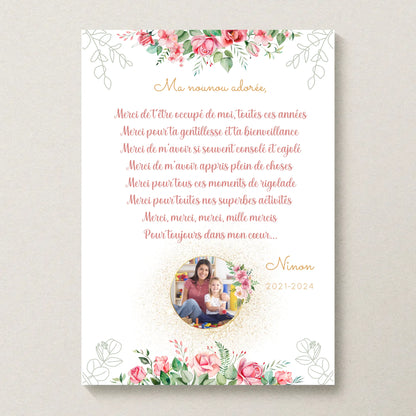 Affiche personnalisée - Nounou ou Crèche avec Texte et photo