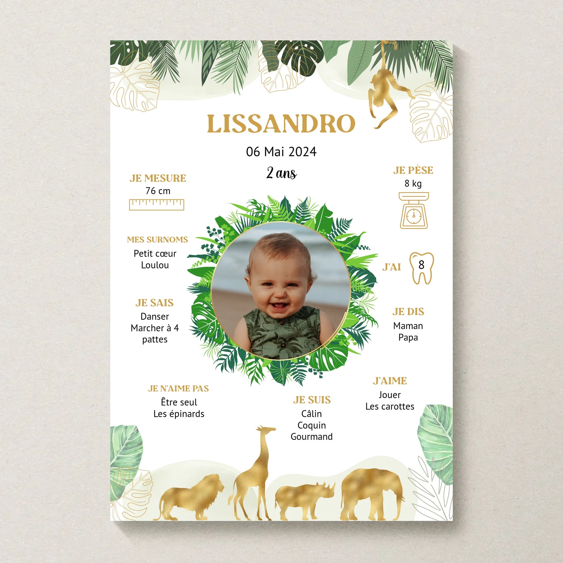 Affiche personnalisée - Anniversaire Baptême Jungle
