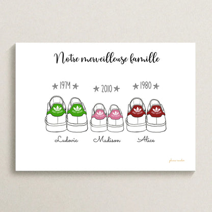 Affiche famille personnalisée - Baskets adidas stan smith