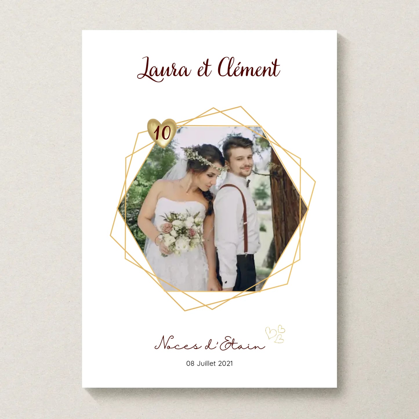 Affiche Personnalisée - Noces d'Etain - Cadeau Unique pour 10ème Anniversaire de Mariage