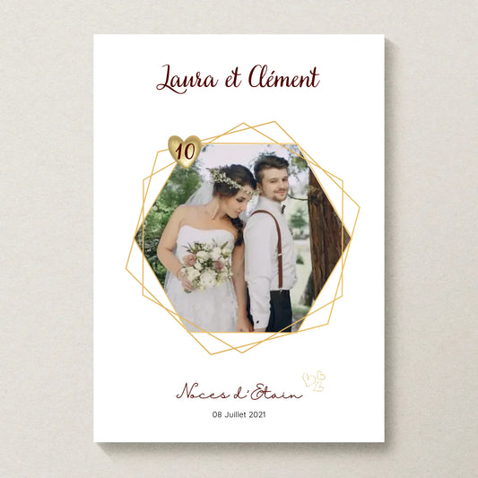 Affiche Personnalisée - Noces d'Etain - Cadeau Unique pour 10ème Anniversaire de Mariage