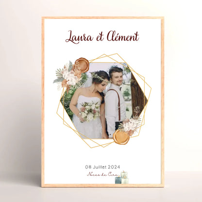 Cadre Personnalisé - Noces de Cire - Cadeau anniversaire de Mariage