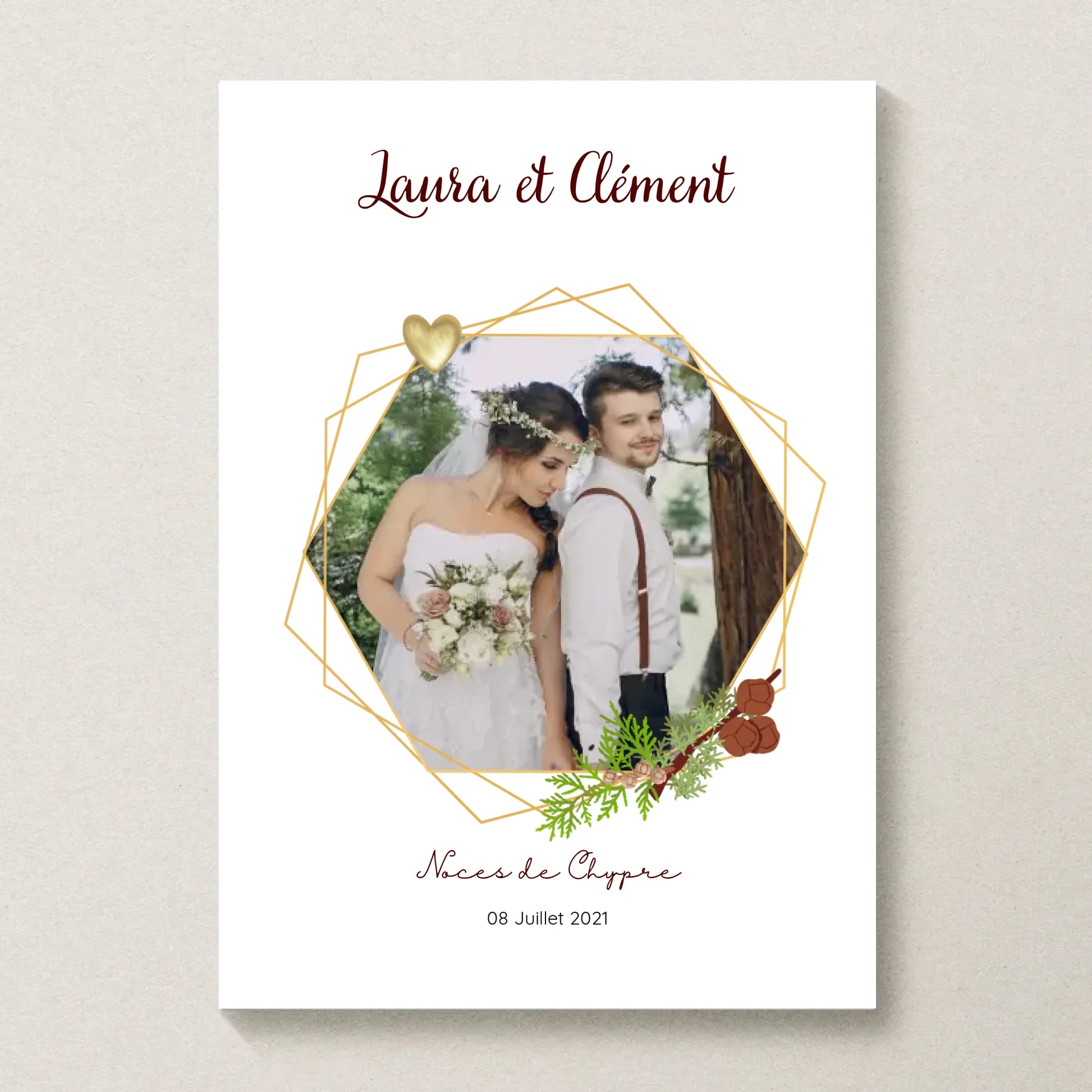 Affiche Personnalisée - Noces de Chypre - Cadeau anniversaire de Mariage