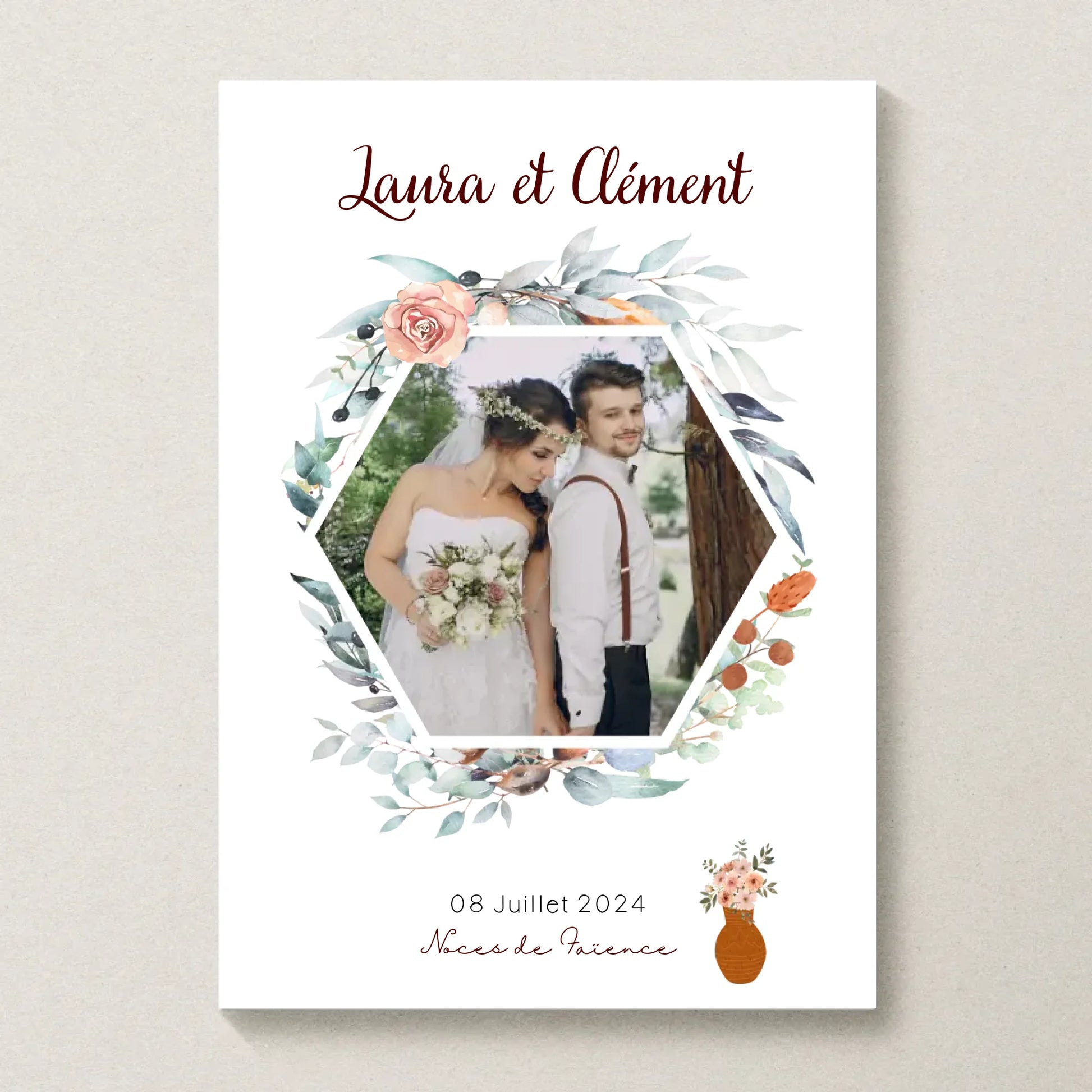 Affiche Personnalisée Noces de Faïence - Cadeau anniversaire de Mariage