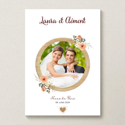 Affiche Personnalisée Noces de bois - Cadeau noces de Bois - Cadeau Anniversaire de mariage