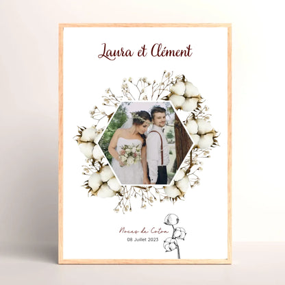 Cadre Personnalisé Noces de Coton - 1er Anniversaire de mariage