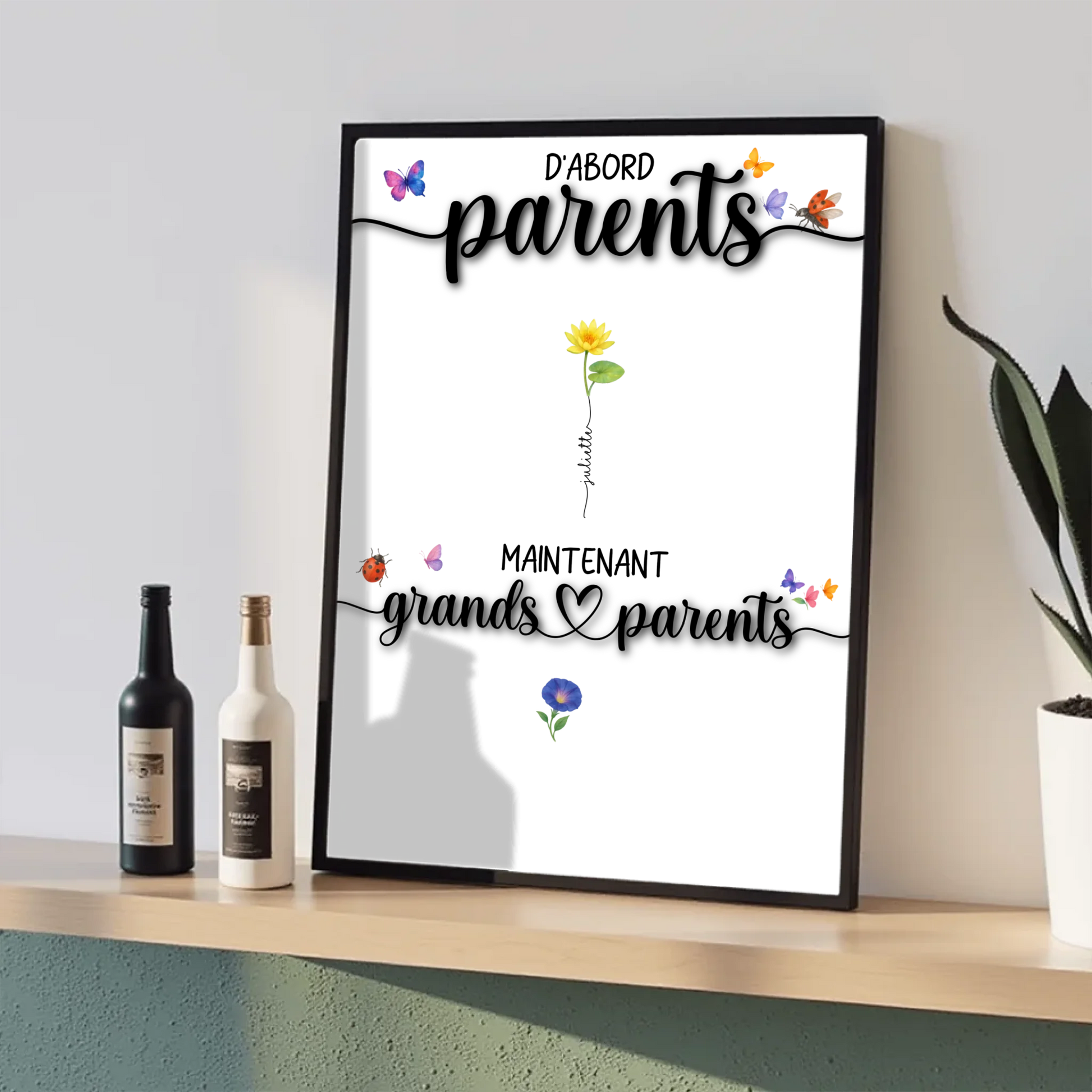 Poster émotion cadeau mamie – texte D'abord maman, maintenant mamie personnalisable