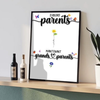 Poster émotion cadeau mamie – texte D'abord maman, maintenant mamie personnalisable