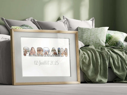 Affiche Parrain Filleul(e) Personnalisée photos, prénoms et date