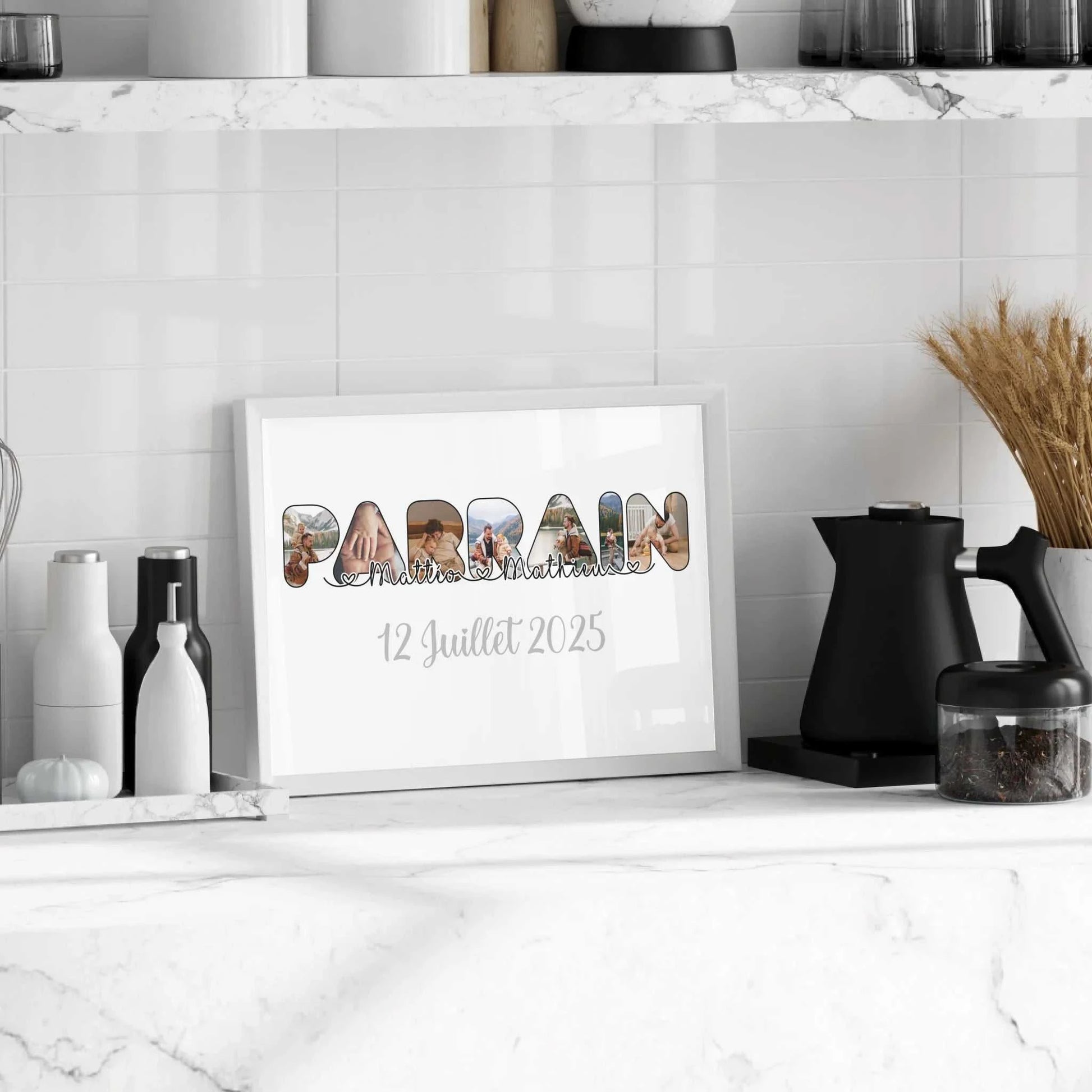 Affiche Parrain Filleul(e) Personnalisée photos, prénoms et date