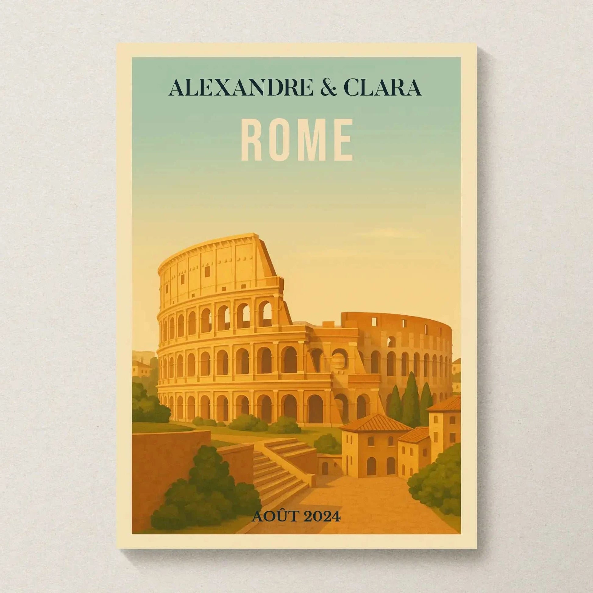 Affiche Rome personnalisée – Colisée & paysage italien vintage Affiche Rome Plume Revedor