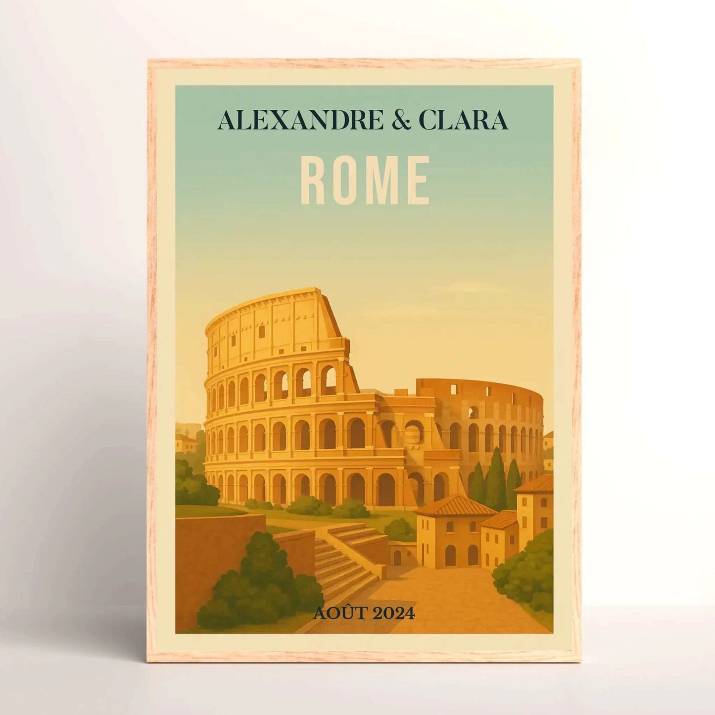 Affiche Rome personnalisée – Colisée & paysage italien vintage Affiche Rome Plume Revedor