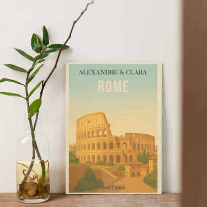 Affiche Rome personnalisée – Colisée & paysage italien vintage Affiche Rome Plume Revedor
