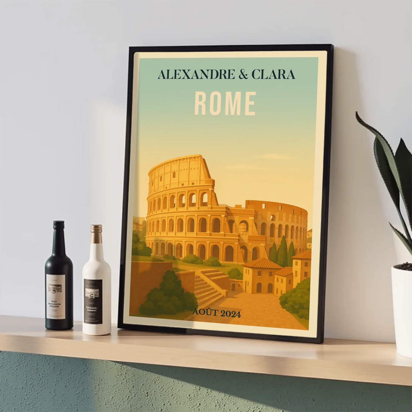 Affiche Rome personnalisée – Colisée & paysage italien vintage Affiche Rome Plume Revedor