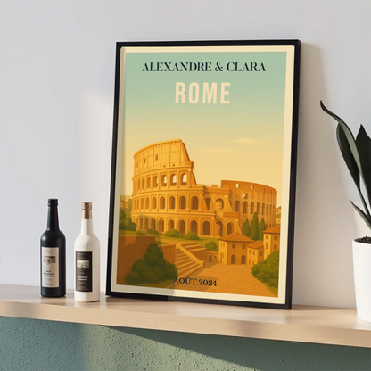 Affiche Rome personnalisée – Colisée & paysage italien vintage Affiche Rome Plume Revedor