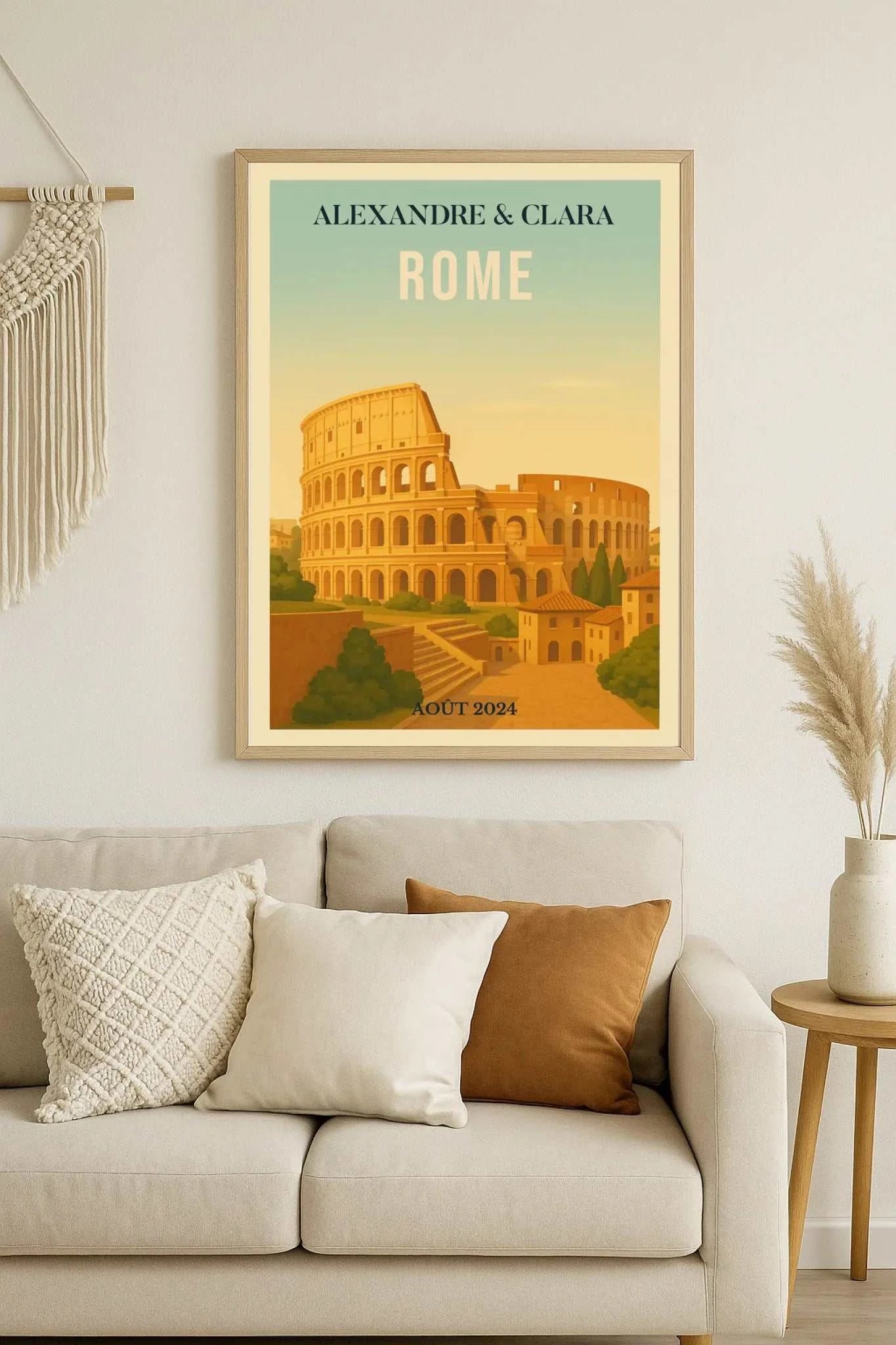 Affiche Rome personnalisée – Colisée & paysage italien vintage Affiche Rome Plume Revedor