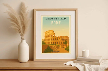 Affiche Rome personnalisée – Colisée & paysage italien vintage Affiche Rome Plume Revedor