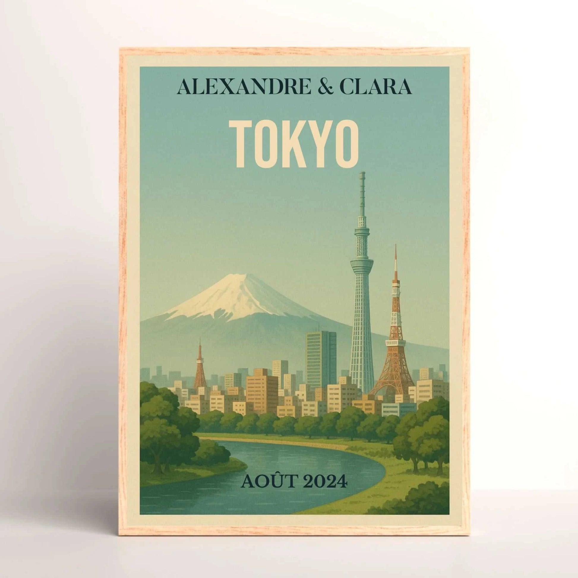 Affiche Tokyo vintage – Mont Fuji & skyline – déco murale personnalisa Affiche Tokyo vintage Plume Revedor