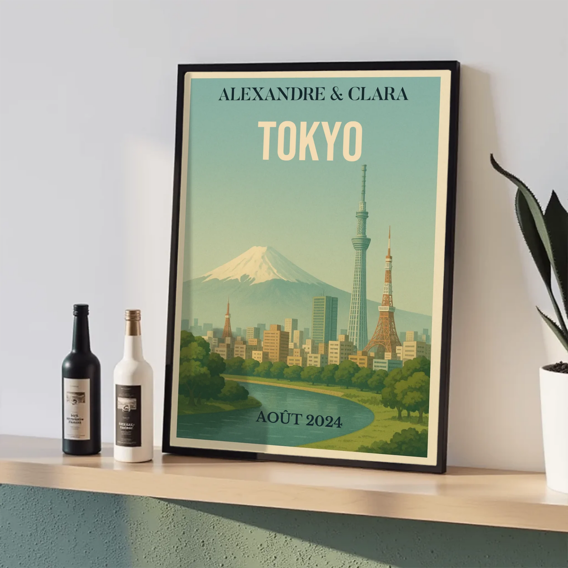 Affiche Tokyo vintage – Mont Fuji & skyline – déco murale personnalisa Affiche Tokyo vintage Plume Revedor