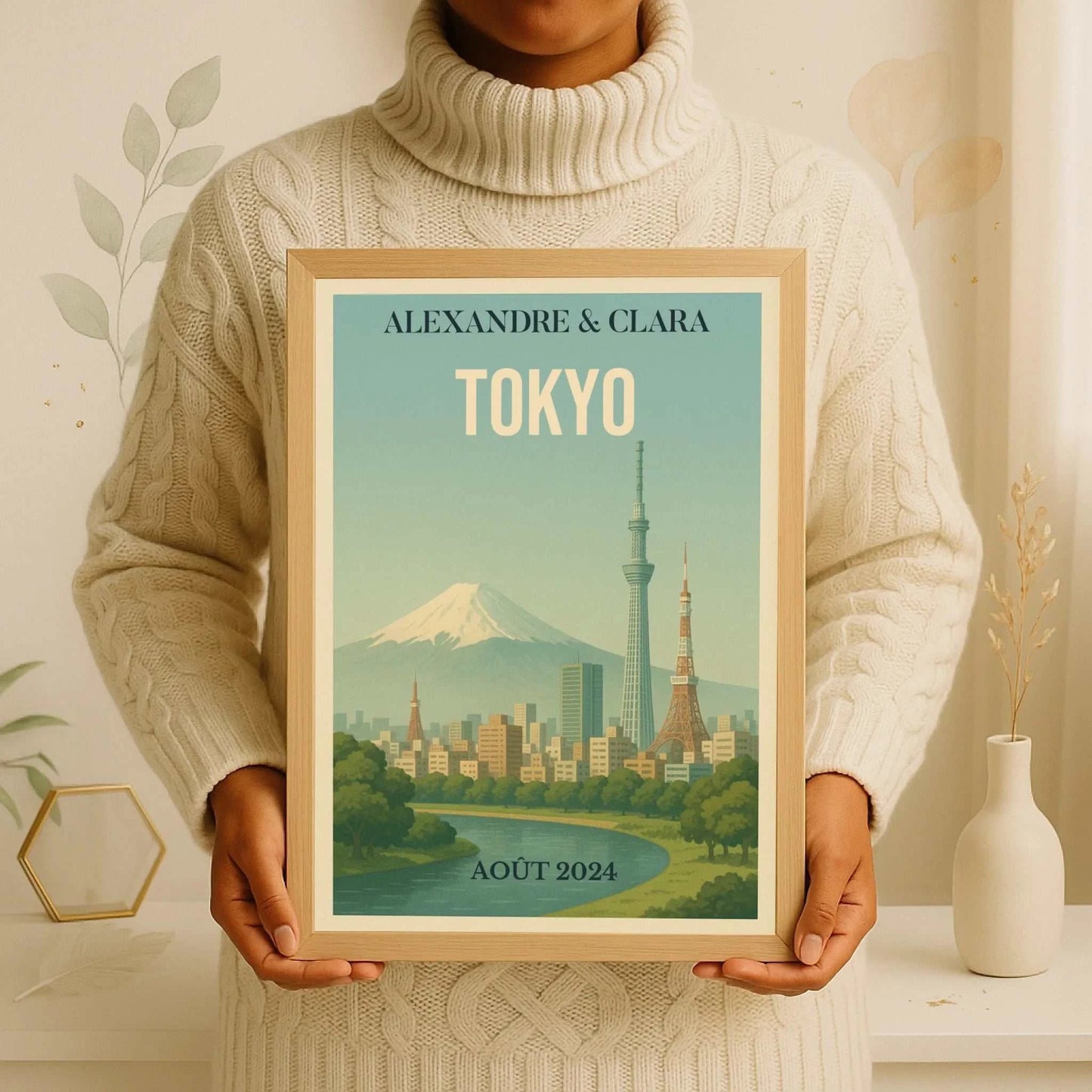 Affiche Tokyo vintage – Mont Fuji & skyline – déco murale personnalisa Affiche Tokyo vintage Plume Revedor
